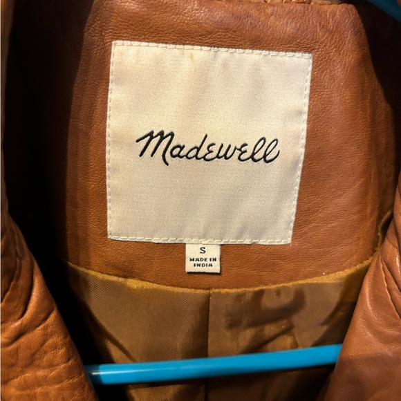 Madewell Washed Leather Motorcycle Jacket in Cedar (S) Like New - Picture 3 of 15